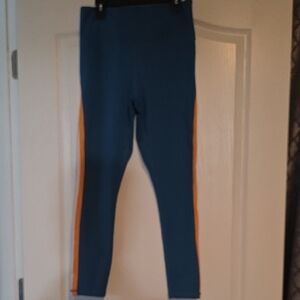 ZYIA Womens Leggings in Blue with Orange Accents